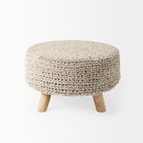 Bina 24.0L x 24.0W x 14.0H Light Gray 4 Legged Wool Stool from Mercana - Luna Furniture