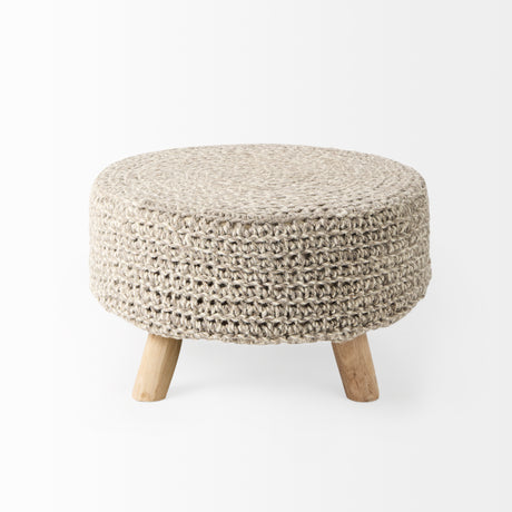 Bina 24.0L x 24.0W x 14.0H Light Gray 4 Legged Wool Stool from Mercana - Luna Furniture