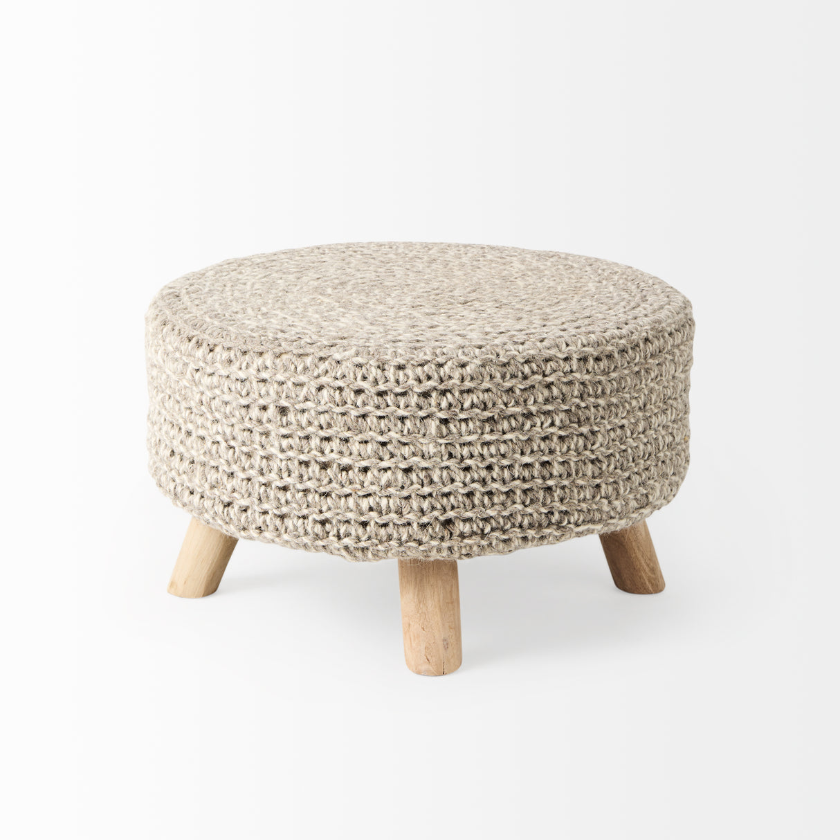 Bina 24.0L x 24.0W x 14.0H Light Gray 4 Legged Wool Stool from Mercana - Luna Furniture