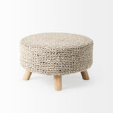 Bina 24.0L x 24.0W x 14.0H Light Gray 4 Legged Wool Stool from Mercana - Luna Furniture