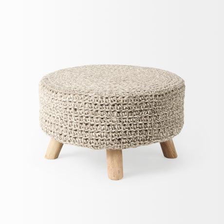 Bina 24.0L x 24.0W x 14.0H Light Gray 4 Legged Wool Stool from Mercana - Luna Furniture