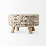 Bina 24.0L x 24.0W x 14.0H Light Gray 4 Legged Wool Stool from Mercana - Luna Furniture