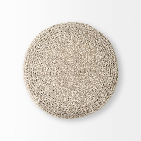 Bina 24.0L x 24.0W x 14.0H Light Gray 4 Legged Wool Stool from Mercana - Luna Furniture