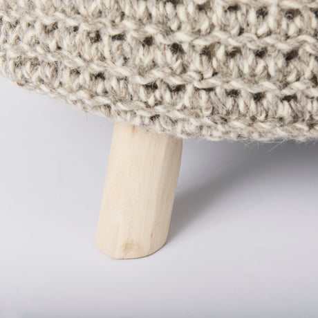 Bina 24.0L x 24.0W x 14.0H Light Gray 4 Legged Wool Stool from Mercana - Luna Furniture