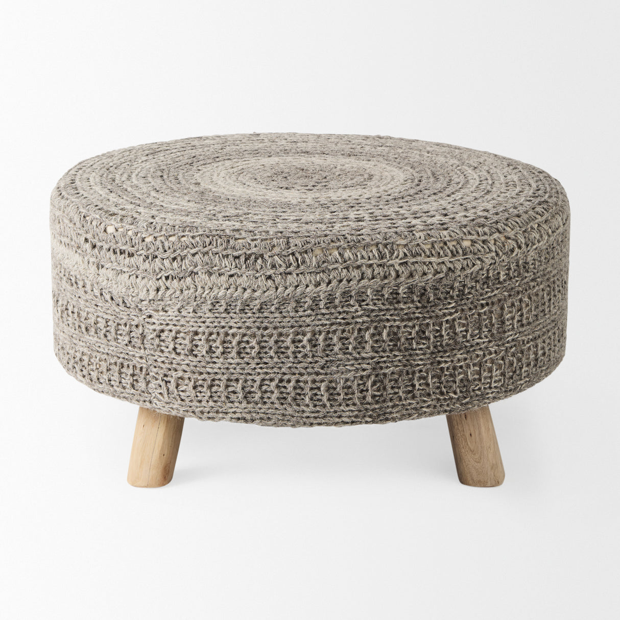 Bina 30.0L x 30.0W x 15.0H Dark Gray 4 Legged Wool Stool from Mercana - Luna Furniture