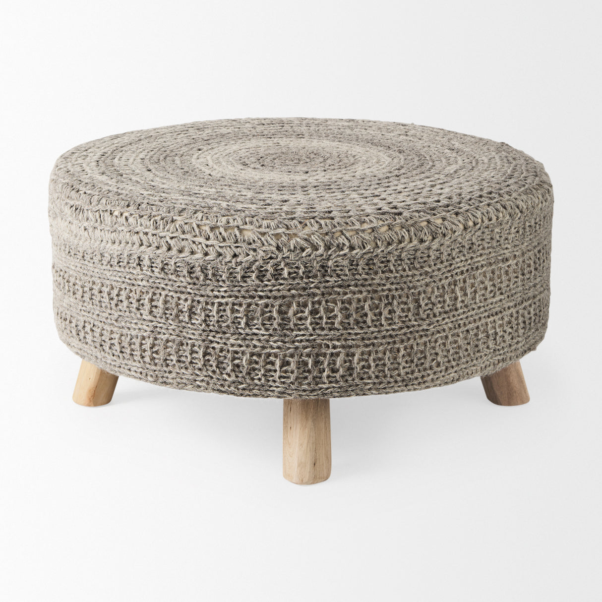 Bina 30.0L x 30.0W x 15.0H Dark Gray 4 Legged Wool Stool from Mercana - Luna Furniture