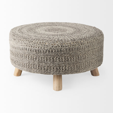 Bina 30.0L x 30.0W x 15.0H Dark Gray 4 Legged Wool Stool from Mercana - Luna Furniture