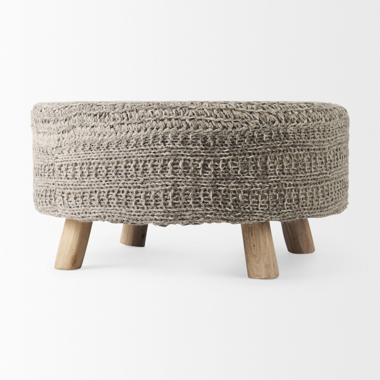 Bina 30.0L x 30.0W x 15.0H Dark Gray 4 Legged Wool Stool from Mercana - Luna Furniture