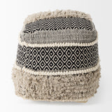Darika 16.0L x 16.0W x 16.0H Black/White/Gray Cotton Pouf from Mercana - Luna Furniture