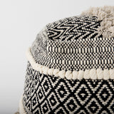 Darika 16.0L x 16.0W x 16.0H Black/White/Gray Cotton Pouf from Mercana - Luna Furniture