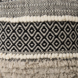 Darika 16.0L x 16.0W x 16.0H Black/White/Gray Cotton Pouf from Mercana - Luna Furniture