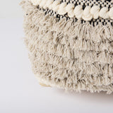 Darika 16.0L x 16.0W x 16.0H Black/White/Gray Cotton Pouf from Mercana - Luna Furniture