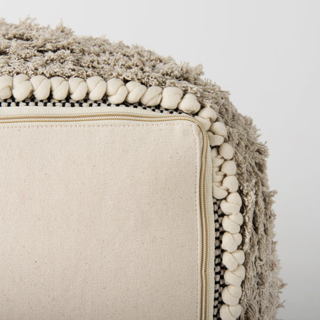 Darika 16.0L x 16.0W x 16.0H Black/White/Gray Cotton Pouf from Mercana - Luna Furniture