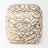 Ekani 16.0L x 16.0W x 16.0H Cream/Beige Cotton Pouf from Mercana - Luna Furniture