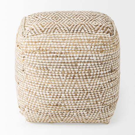 Ekani 16.0L x 16.0W x 16.0H Cream/Beige Cotton Pouf from Mercana - Luna Furniture