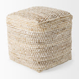 Ekani 16.0L x 16.0W x 16.0H Cream/Beige Cotton Pouf from Mercana - Luna Furniture
