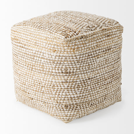 Ekani 16.0L x 16.0W x 16.0H Cream/Beige Cotton Pouf from Mercana - Luna Furniture