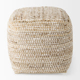 Ekani 16.0L x 16.0W x 16.0H Cream/Beige Cotton Pouf from Mercana - Luna Furniture