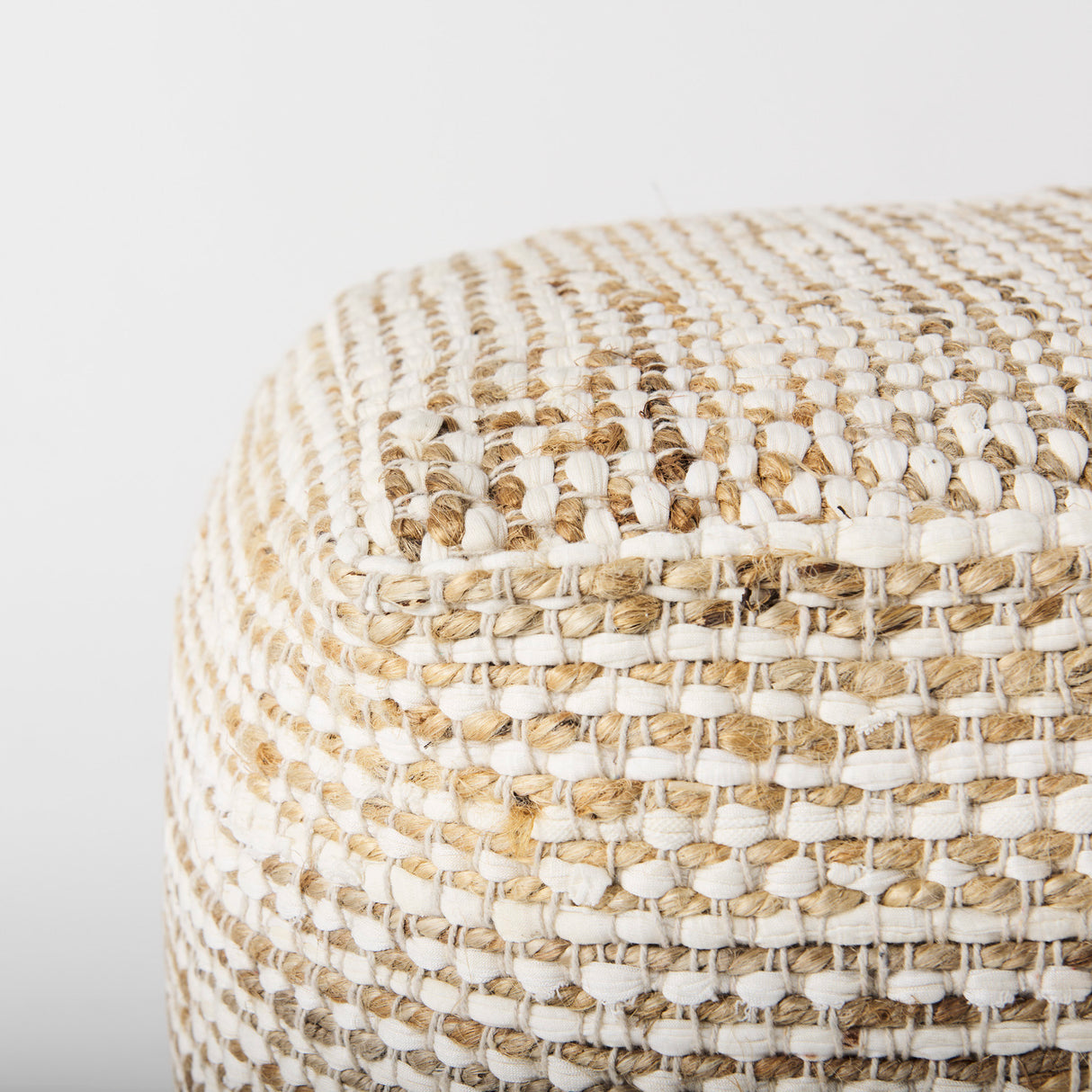 Ekani 16.0L x 16.0W x 16.0H Cream/Beige Cotton Pouf from Mercana - Luna Furniture