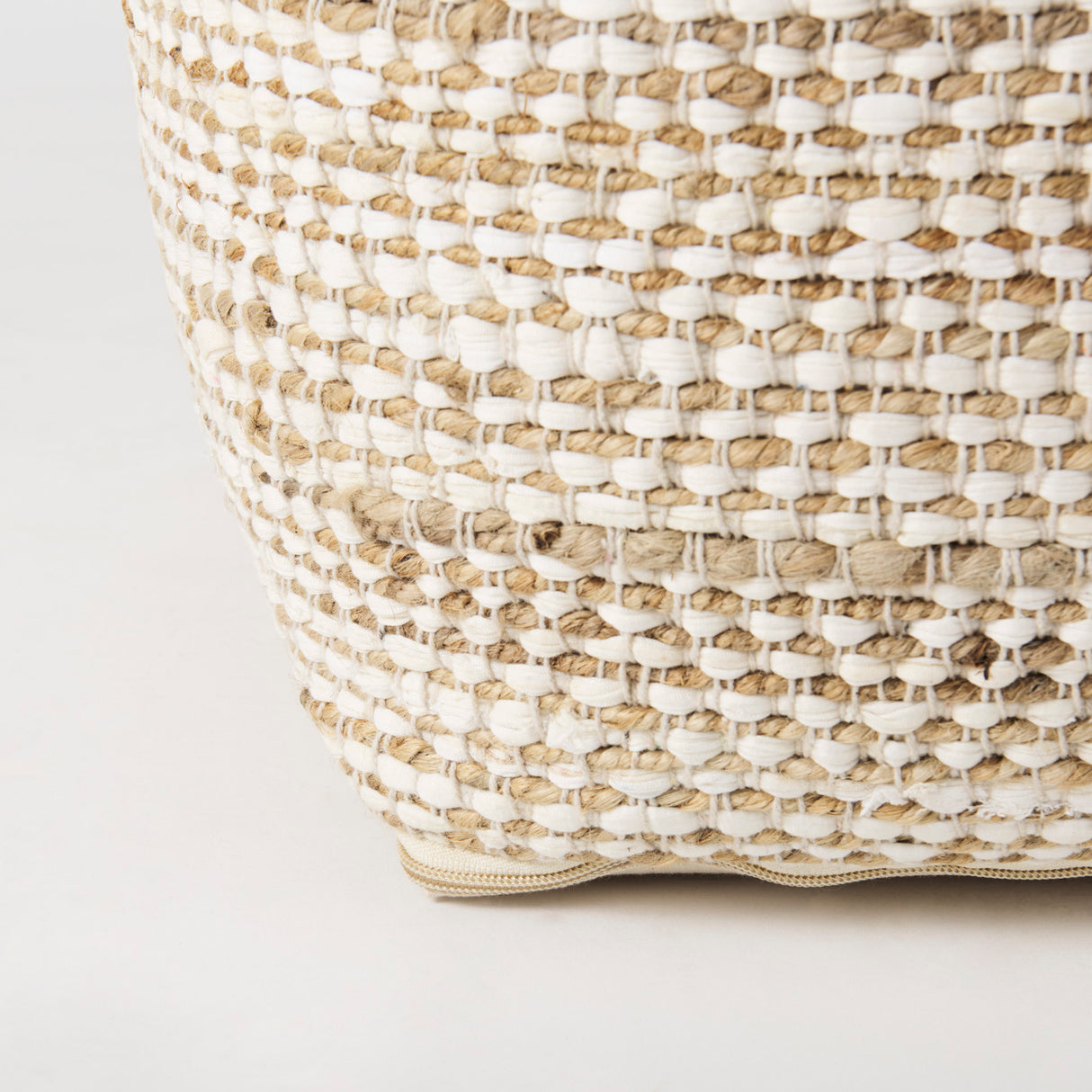 Ekani 16.0L x 16.0W x 16.0H Cream/Beige Cotton Pouf from Mercana - Luna Furniture