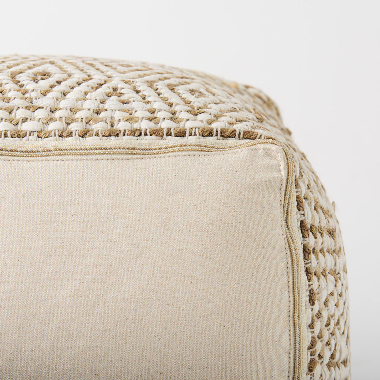 Ekani 16.0L x 16.0W x 16.0H Cream/Beige Cotton Pouf from Mercana - Luna Furniture