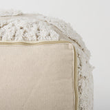 Ekanta 16.0L x 16.0W x 16.0H Cream/Beige Patterned Cotton Pouf from Mercana - Luna Furniture