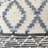 Eshana 16.0L x 16.0W x 16.0H Cream Wool and Denim Patterned Pouf from Mercana - Luna Furniture