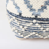Eshana 16.0L x 16.0W x 16.0H Cream Wool and Denim Patterned Pouf from Mercana - Luna Furniture