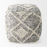 Ekiya 16.0L x 16.0W x 16.0H Black/White Yarn and Wool Patterened Pouf from Mercana - Luna Furniture