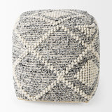 Ekiya 16.0L x 16.0W x 16.0H Black/White Yarn and Wool Patterened Pouf from Mercana - Luna Furniture