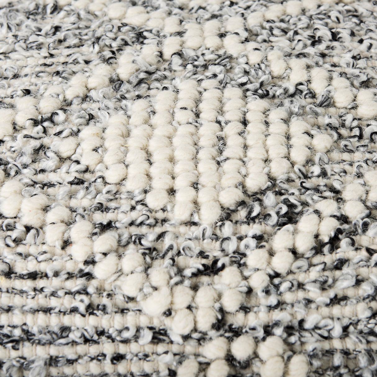 Ekiya 16.0L x 16.0W x 16.0H Black/White Yarn and Wool Patterened Pouf from Mercana - Luna Furniture