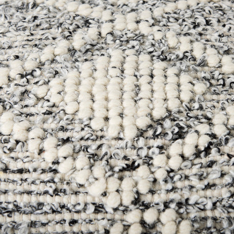 Ekiya 16.0L x 16.0W x 16.0H Black/White Yarn and Wool Patterened Pouf from Mercana - Luna Furniture