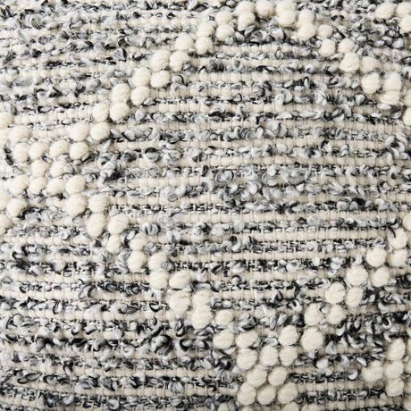 Ekiya 16.0L x 16.0W x 16.0H Black/White Yarn and Wool Patterened Pouf from Mercana - Luna Furniture