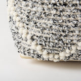 Ekiya 16.0L x 16.0W x 16.0H Black/White Yarn and Wool Patterened Pouf from Mercana - Luna Furniture
