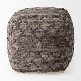 Falguni 16.0L x 16.0W x 16.0H Gray Leather and Cotton Patterned Pouf from Mercana - Luna Furniture