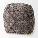 Falguni 16.0L x 16.0W x 16.0H Gray Leather and Cotton Patterned Pouf from Mercana - Luna Furniture