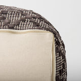 Falguni 16.0L x 16.0W x 16.0H Gray Leather and Cotton Patterned Pouf from Mercana - Luna Furniture