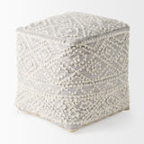 Farida 6.0L x 16.0W x 16.0H Light Gray Wool and Polyester Patterned Pouf from Mercana - Luna Furniture