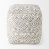 Farida 6.0L x 16.0W x 16.0H Light Gray Wool and Polyester Patterned Pouf from Mercana - Luna Furniture