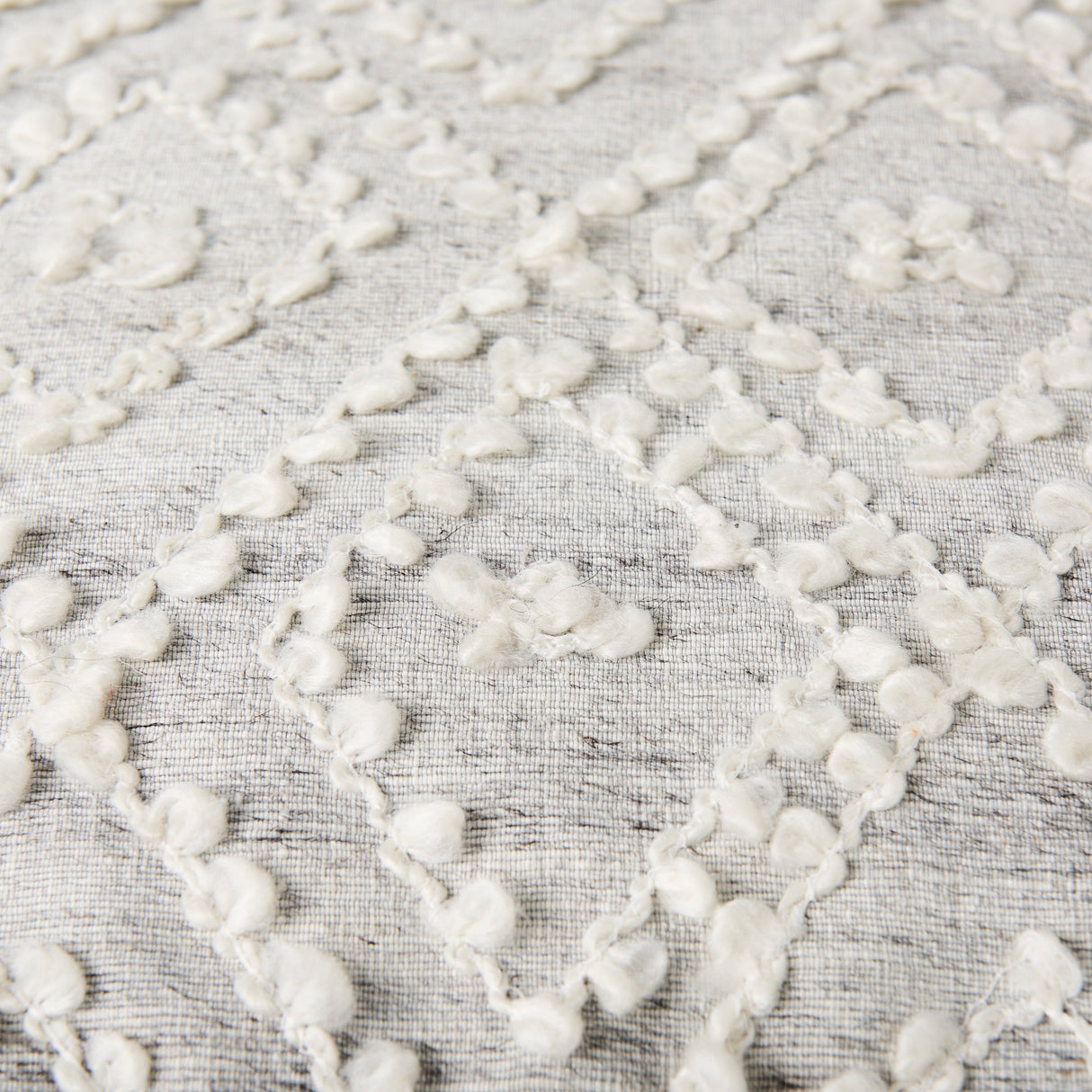 Farida 6.0L x 16.0W x 16.0H Light Gray Wool and Polyester Patterned Pouf from Mercana - Luna Furniture