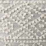 Farida 6.0L x 16.0W x 16.0H Light Gray Wool and Polyester Patterned Pouf from Mercana - Luna Furniture