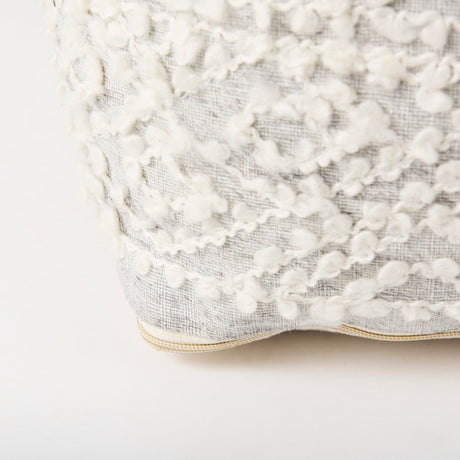 Farida 6.0L x 16.0W x 16.0H Light Gray Wool and Polyester Patterned Pouf from Mercana - Luna Furniture