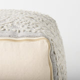 Farida 6.0L x 16.0W x 16.0H Light Gray Wool and Polyester Patterned Pouf from Mercana - Luna Furniture