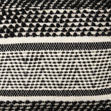 Garima 22.0L x 22.0W x 14.0H Black/White Wool and Cotton Patterned Pouf from Mercana - Luna Furniture