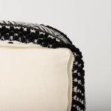Garima 22.0L x 22.0W x 14.0H Black/White Wool and Cotton Patterned Pouf from Mercana - Luna Furniture