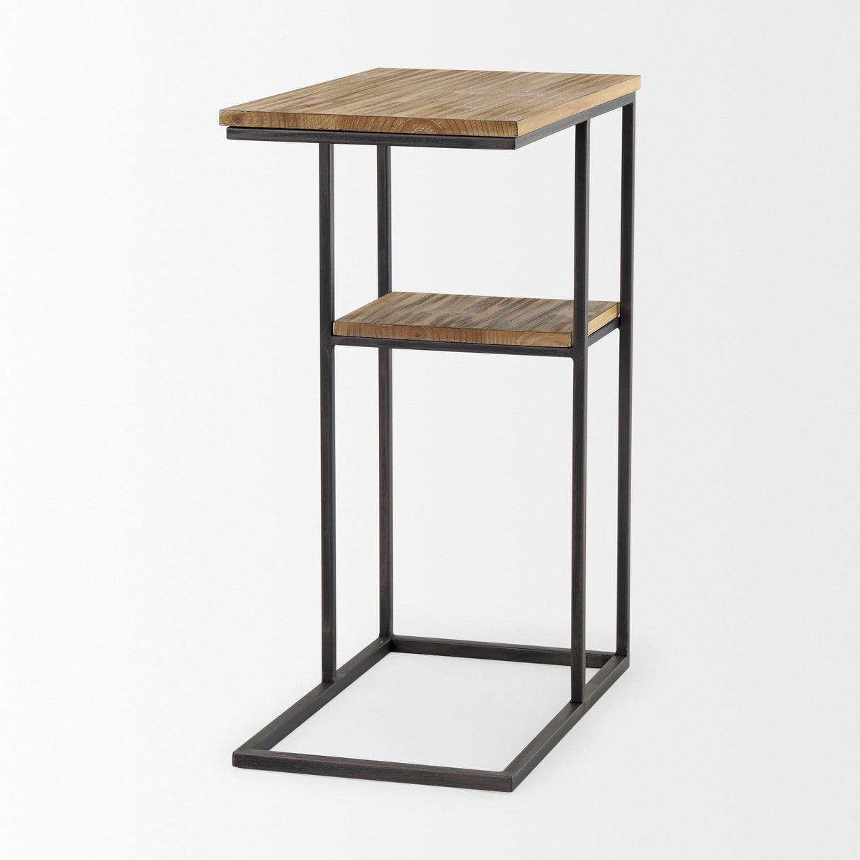 Ronin 25"H Rectangle 2-Tier Wood w/ Black Metal Accent Table from Mercana - Luna Furniture