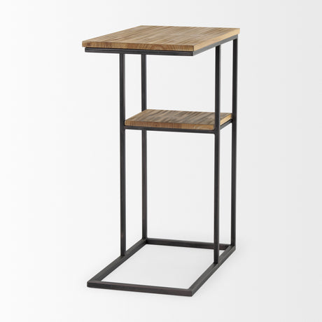 Ronin 25"H Rectangle 2-Tier Wood w/ Black Metal Accent Table from Mercana - Luna Furniture