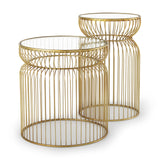 Shani Set of 2 Round, Gold Metal w/ Glass Accent Tables from Mercana - Luna Furniture