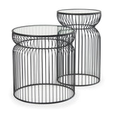 Shani Set of 2 Round, Black Metal w/ Glass, Accent Tables from Mercana - Luna Furniture