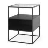 Samson 15.7L x 15.7W x 21.3H Side Table Matte Black Metal and Glass from Mercana - Luna Furniture